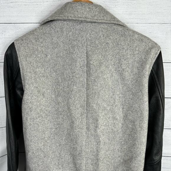 Nike NSW Womens Size Small Gray Wool Destroyer Jacket Moto Bomber Leather - Picture 7 of 12